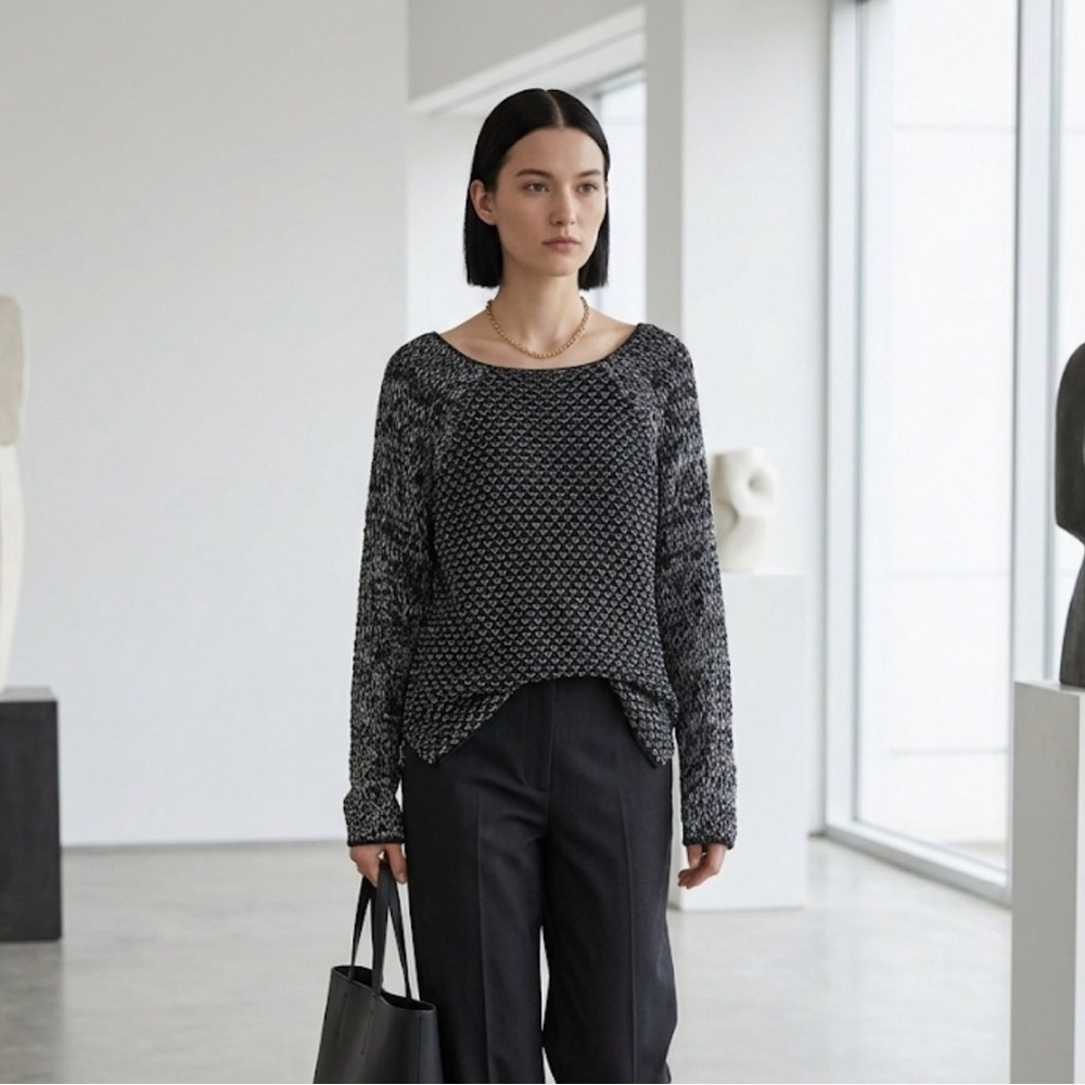 Helmut Lang Open Knit "Italian Yarn" Off the Shoulder Sweater SZ M